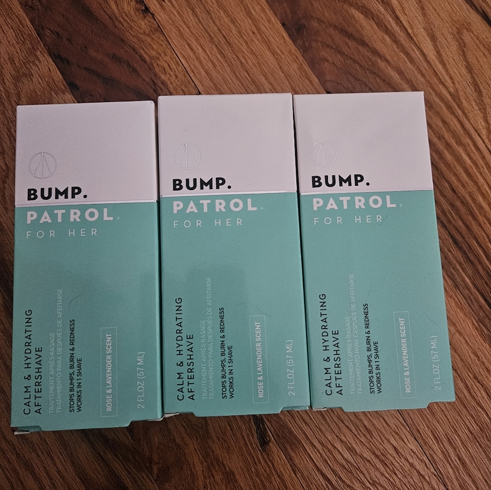 NIB set Of 3 Full Size Bump Patrol For Her Calm And Hydrating Aftershave